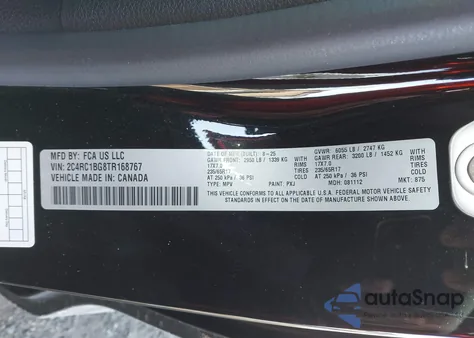 2026 Chrysler Pacifica Select from USA, damaged, VIN 2C4RC1BG8TR168767